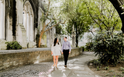 London couple photoshoot – summer sunset – St Dunstan in the East and Tower Bridge